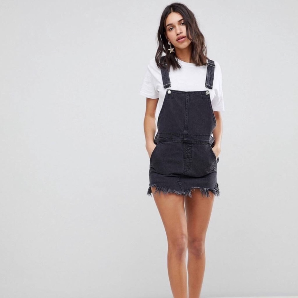 Stylish Black Denim Overall Dress